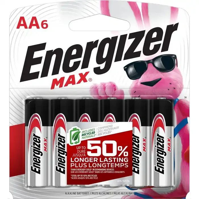 Energizer Max AA Batteries – 6pk Alkaline Battery Household Silver Single-Use