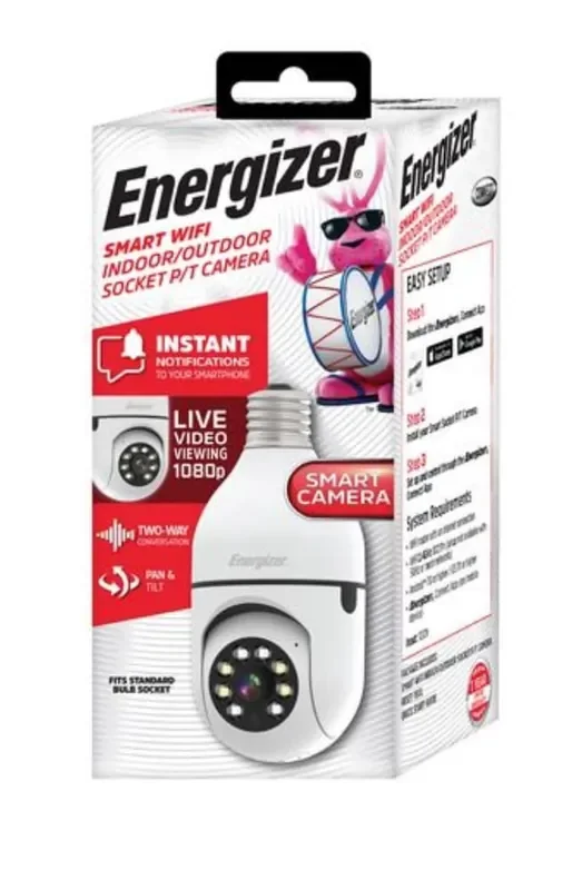 Energizer® Smart Wi-Fi 1080p Pan/Tilt Socket Camera – White