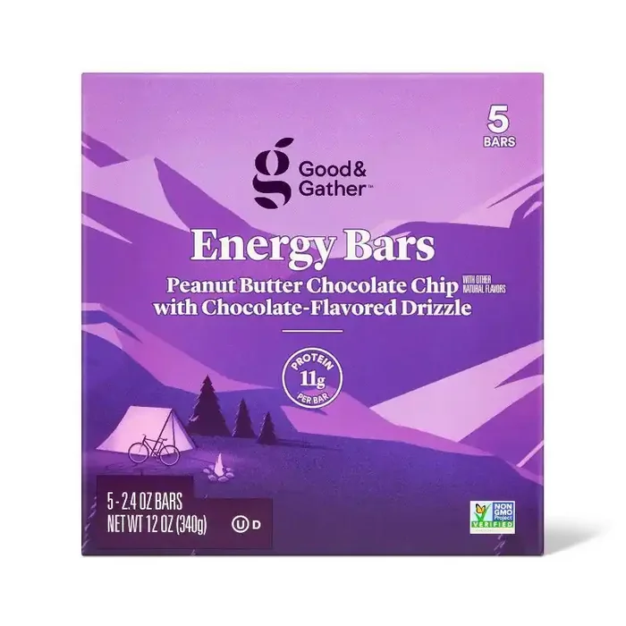 Energy Bar Peanut Butter Chocolate Chip with Chocolate Drizzle – 5ct – Good & Gather™