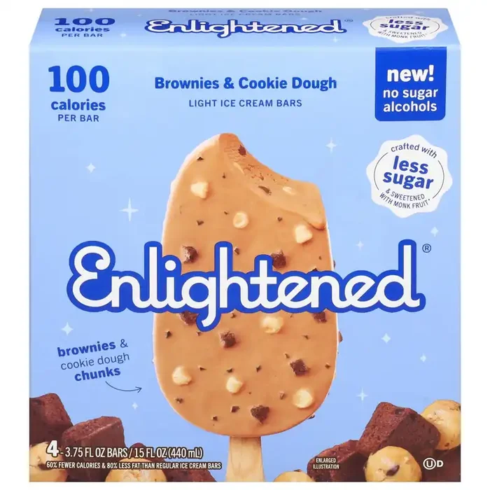 Enlightened Light Brownies & Cookie Dough Ice Cream Bars 4 – 3.75 fl oz Bars
