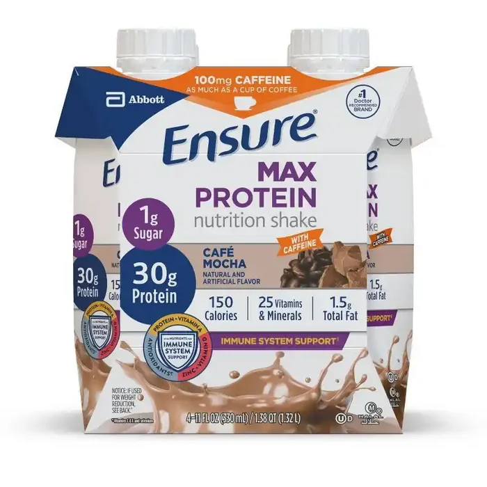 Ensure Max Protein Nutrition Shake – Cafe Mocha – 30g Protein – 11 fl oz/4pk
