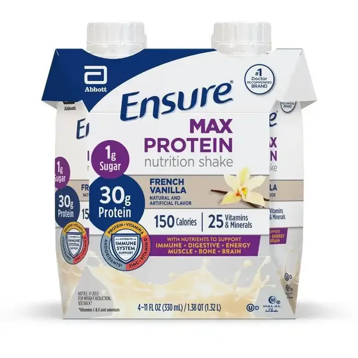 Ensure Max Protein Nutrition Shake – French Vanilla – 30g Protein – 11 fl oz /4pk