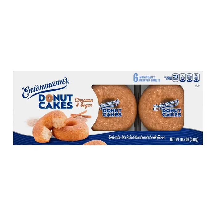 Entenmann‘s Donut Cakes Cinnamon and Sugar Cake, 6 packs, Donuts, 10.9 oz Box