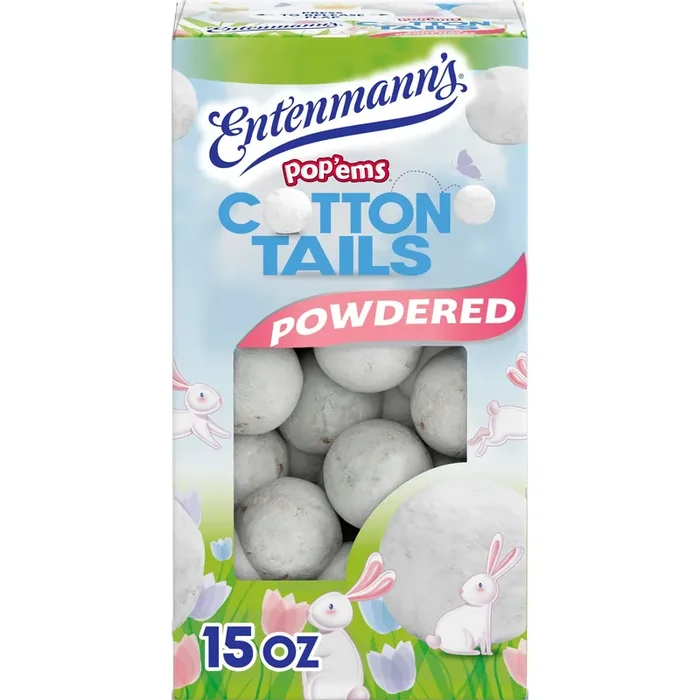 Entenmann‘s Pop‘ems Cotton Tails Donut Holes, 13.5 oz, Powdered Sugar Donuts, Box