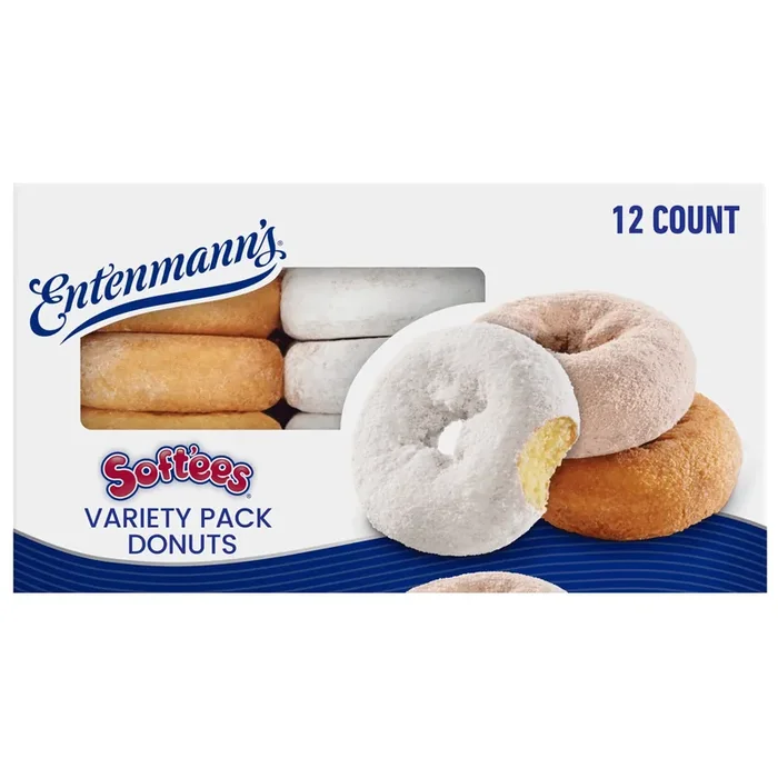 Entenmann‘s Soft‘ees Variety Pack Donuts, 12 count, Plain Donuts, 18.5 oz Box