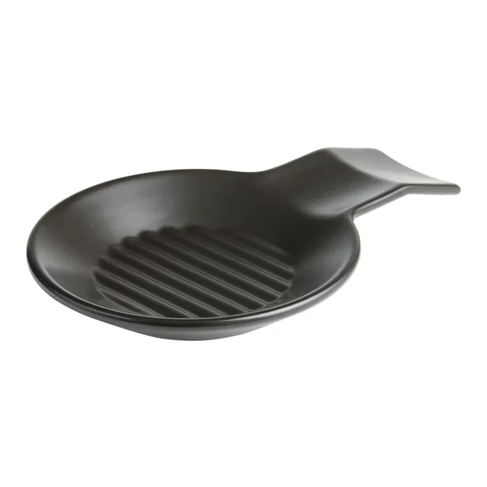 Enzo Black Ceramic Fluted Spoon Rest
