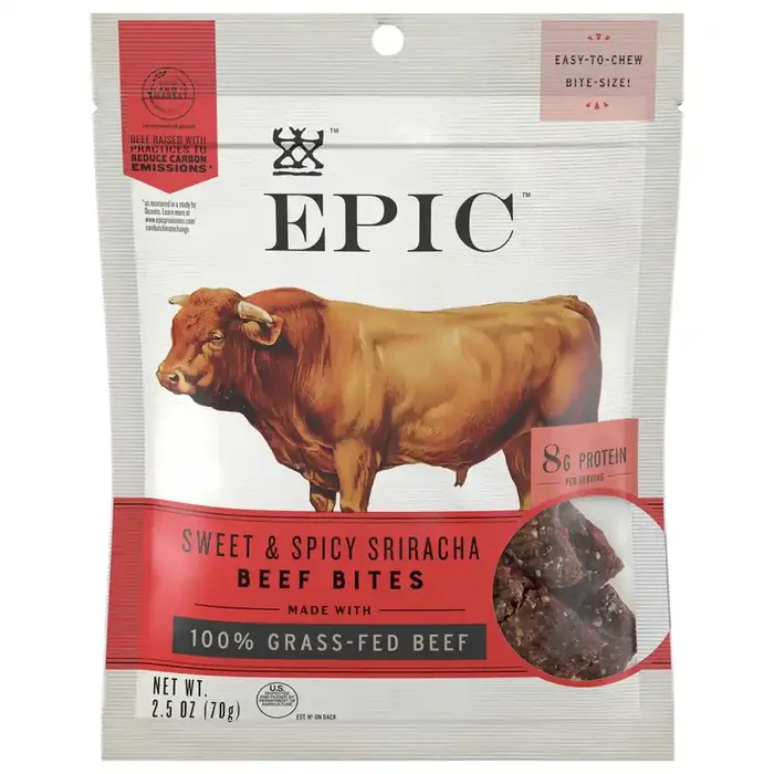 EPIC Sriracha Beef Bites, Grass-Fed, Whole30, 2.5oz