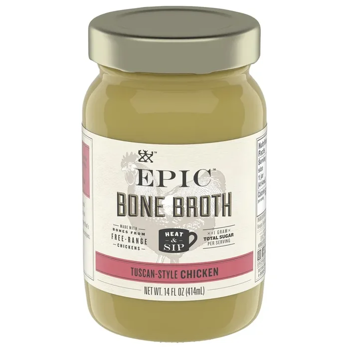 EPIC Tuscan Chicken Bone Broth, Keto Consumer Friendly, 14 oz jar