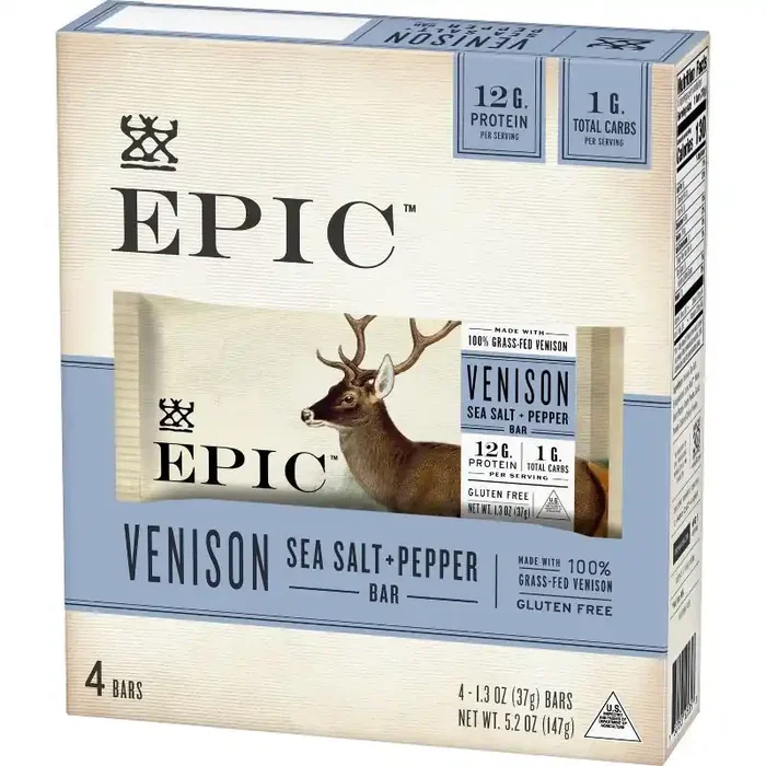 EPIC Venison Sea Salt & Pepper Nutrition Bar – 5.2oz/4ct