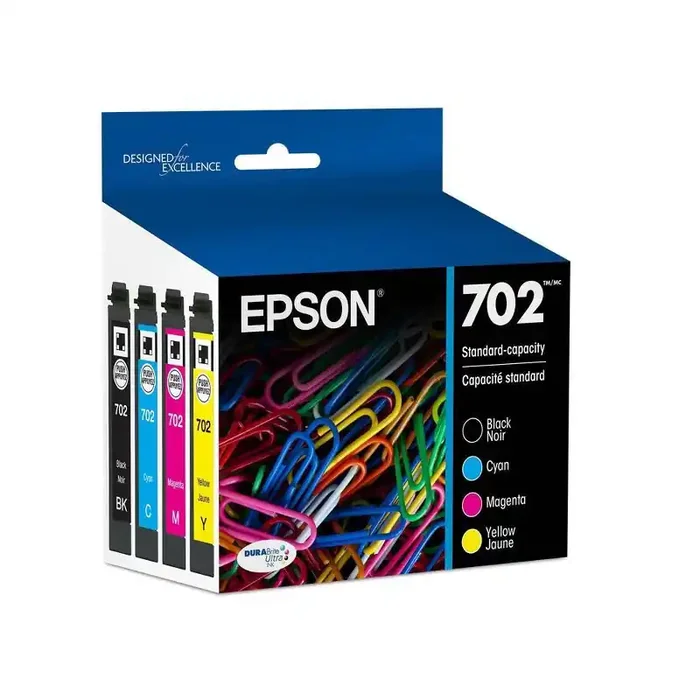 Epson 702 Black C/M/Y 4pk Combo Ink Cartridges – Black Cyan Magenta Yellow Standard Yield