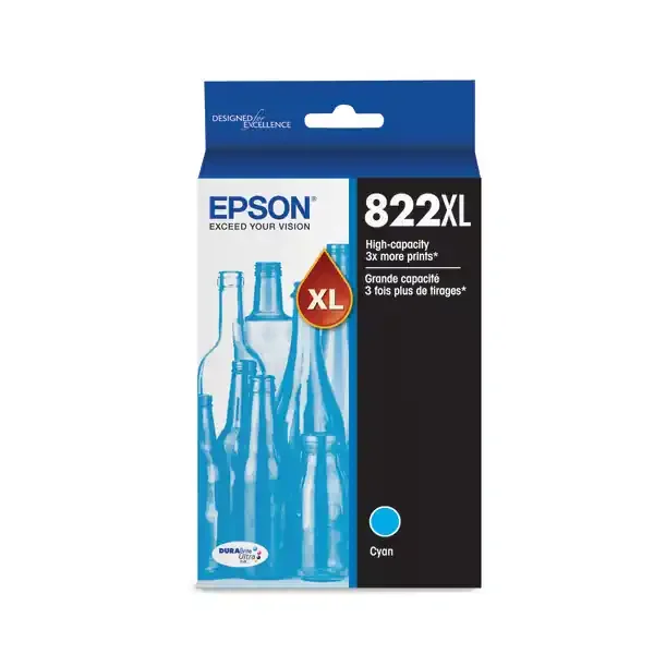 Epson 822Xl Durabrite High Yield Cyan Ink Cartridge, T822Xl220-S