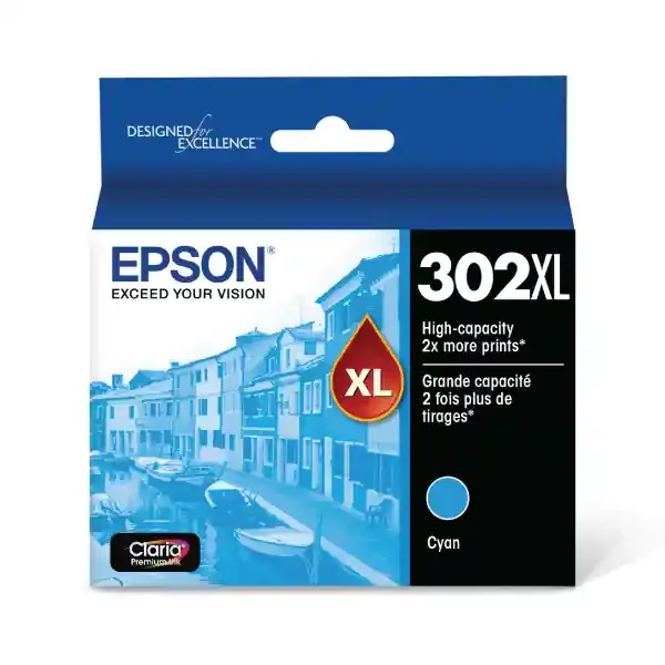 Epson Claria Premium High-Yield Cyan Ink Cartridge, T302Xl220-S, 302xl