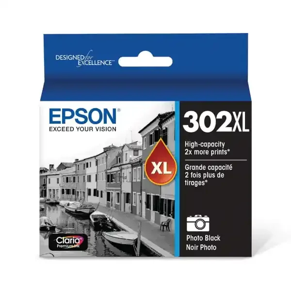 Epson Claria Premium High-Yield Photo Black Ink Cartridge, T302Xl120-S, 302xl