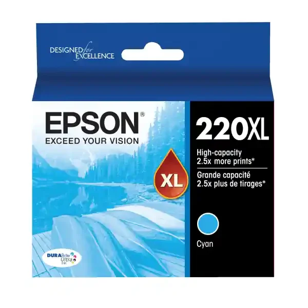 Epson Durabrite Ultra T220Xl220-S High-Yield Cyan Ink Cartridge