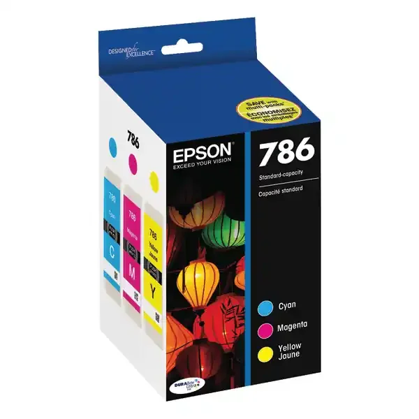 Epson Durabrite Ultra T786520-S Cyan/Magenta/Yellow Ink Cartridges, Pack Of 3