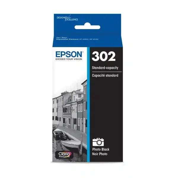 Epson® 302 Claria® Black Ink Cartridge, T302120-S