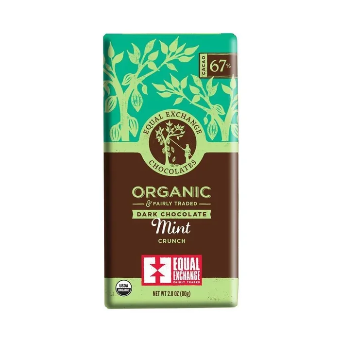 Equal Exchange Organic Fairly Traded Mint Crunch Dark Chocolate Bar – 2.8oz
