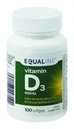 Equaline Vitamin D3, 10 mcg, Softgels, 100 Each