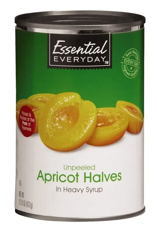 Essential Everyday Apricot Halves, Unpeeled, in Heavy Syrup – 15.25 oz