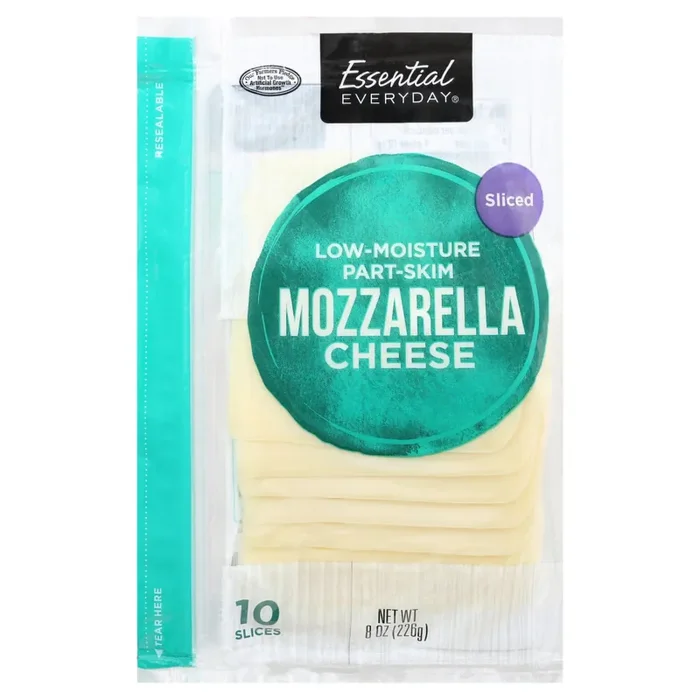 Essential Everyday Cheese, Mozzarella, Low-Moisture, Part Skim, Sliced