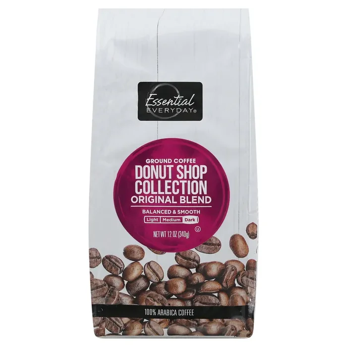 Essential Everyday Coffee, 100% Arabica, Ground, Dark, Original Blend, Donut Shop Collection, 12 Ounce