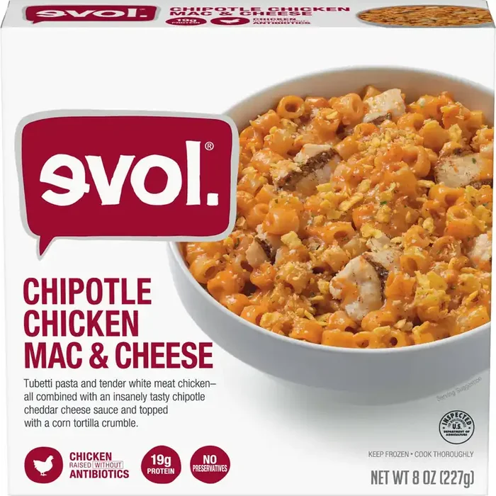 EVOL Frozen Chipotle Chicken Macaroni and Cheese – 8oz