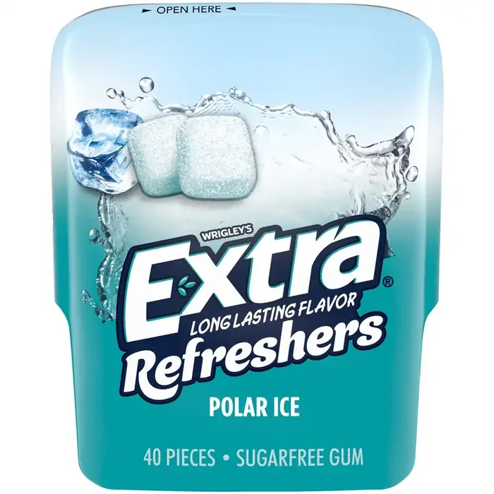 EXTRA Gum Refreshers Polar Ice Sugar Free Chewing Gum, 40 Pieces Bottle