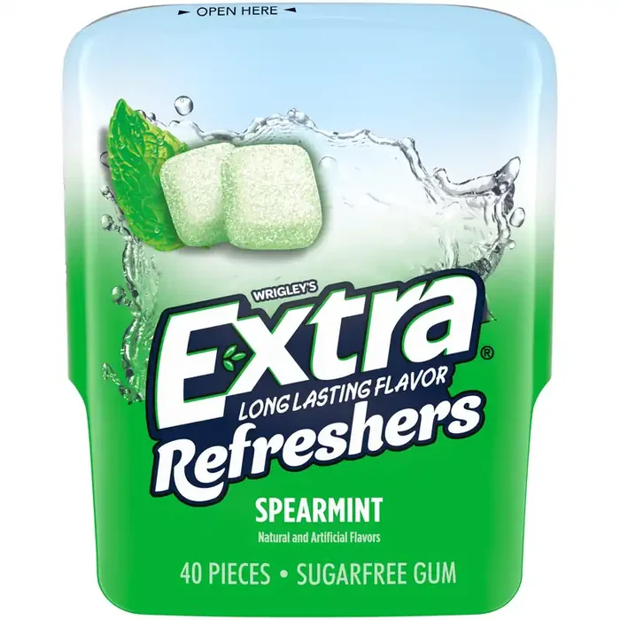 EXTRA Gum Refreshers Spearmint Sugar Free Chewing Gum, 40 Pieces Bottle