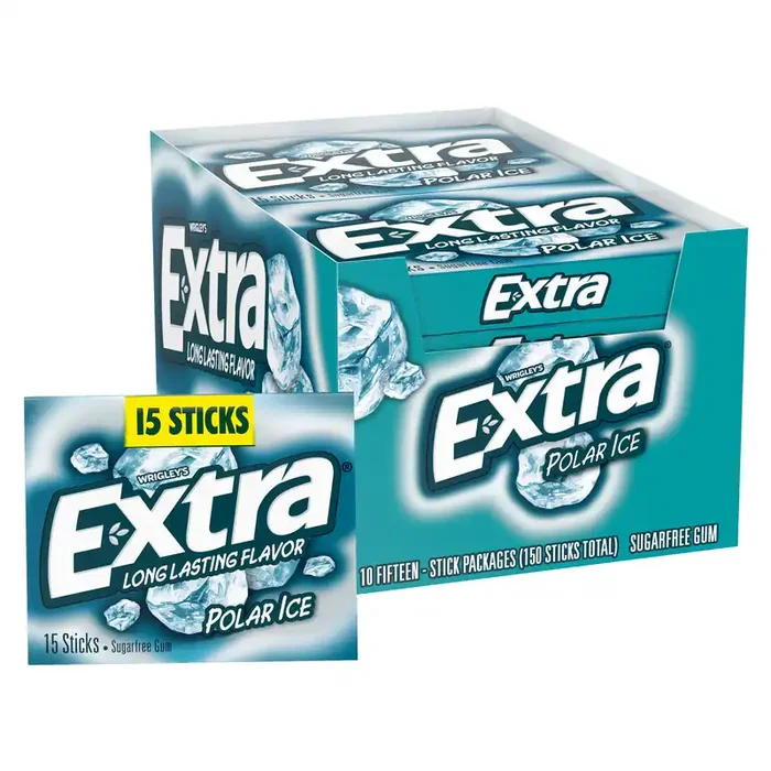 EXTRA Polar Ice Chewing Gum Packs, Sugar Free Gum in Bulk for Fresh Breath, 15 Sticks