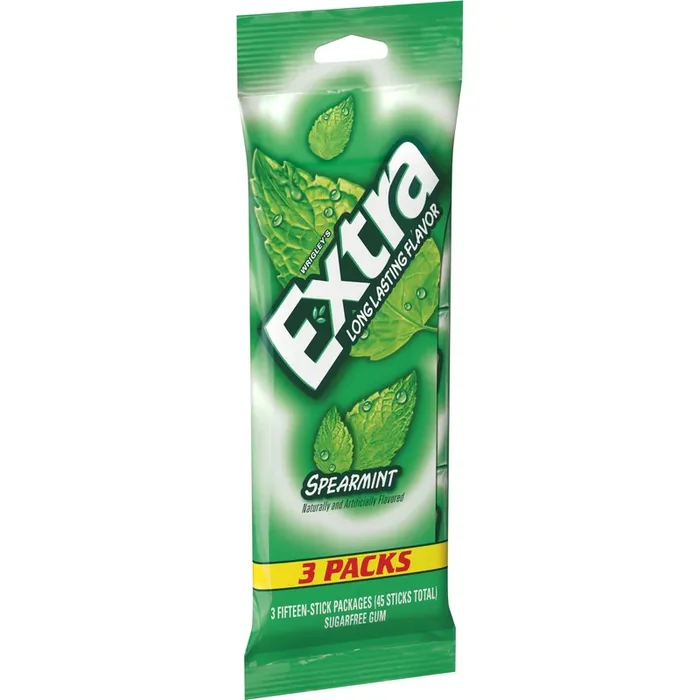 Extra Spearmint Sugar Free Chewing Gum, 15 ct (3 Pack)