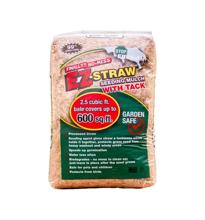 EZ Straw 2.5 cu ft Brown Organic Bagged Mulch – Straw Texture, 1-Year Color Guarantee, Controls Moisture, 99% Weed Free