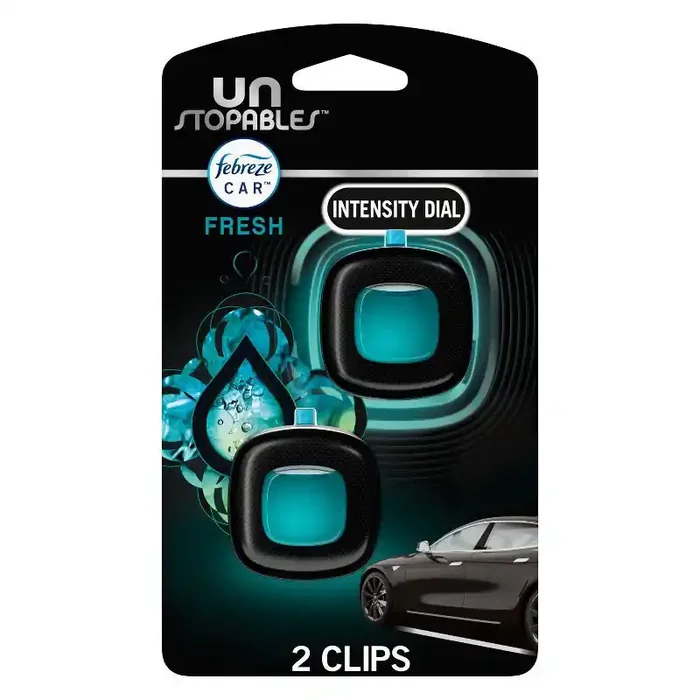 Febreze Unstopables Car Odor-Fighting Car Freshener – Fresh Scent – 0.14 fl oz/2pk