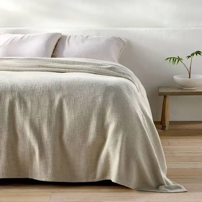 Full/Queen Cotton Slub Blanket Light Olive Green – Casaluna™