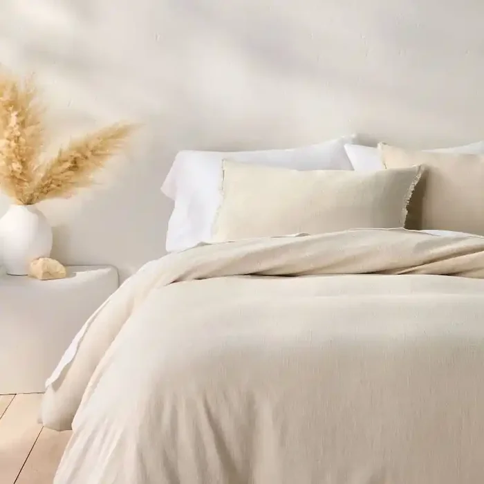Full/Queen Heavyweight Linen Blend Duvet Cover & Sham Set Natural – Casaluna™ Rayon Blend, Zipper Closure, OEKO-TEX Certified