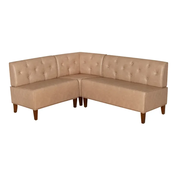 Galway Tan Tufted Upholstered L Shaped Dining Banquette