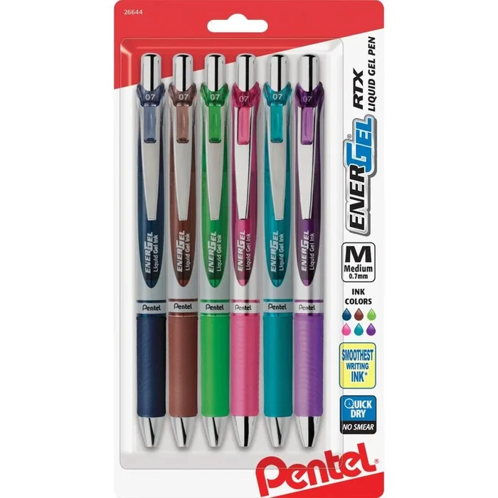 Gel Pens Assorted Colours 6 Pack
