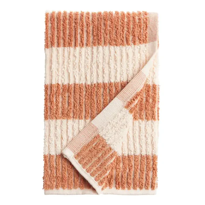 Georgia Terracotta Stripe Ribbed Hand Towel