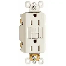 GFCI Receptacle/Night Light, 15A, Almond