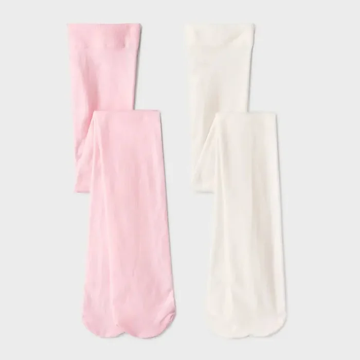 Girls‘ 2pk Nylon Dance Tights – Cat & Jack™ Pink/Cream S