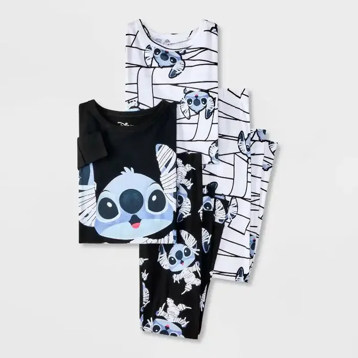 Girls‘ 4pc Lilo & Stitch Long Sleeve Halloween Pajama Set – Black 8