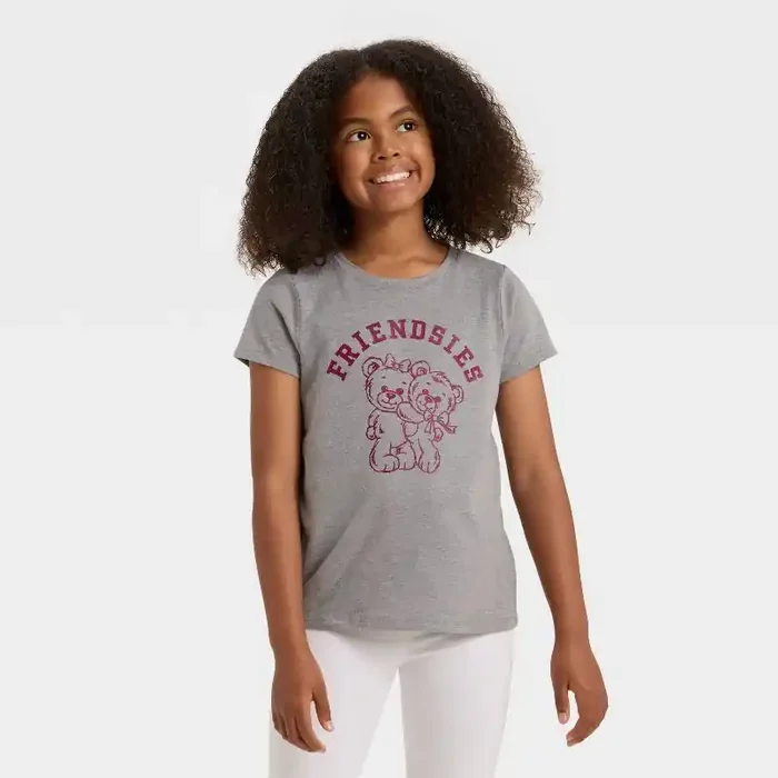 Girls‘ Short Sleeve Friendsies Graphic T-Shirt – Cat & Jack™ Medium Charcoal L