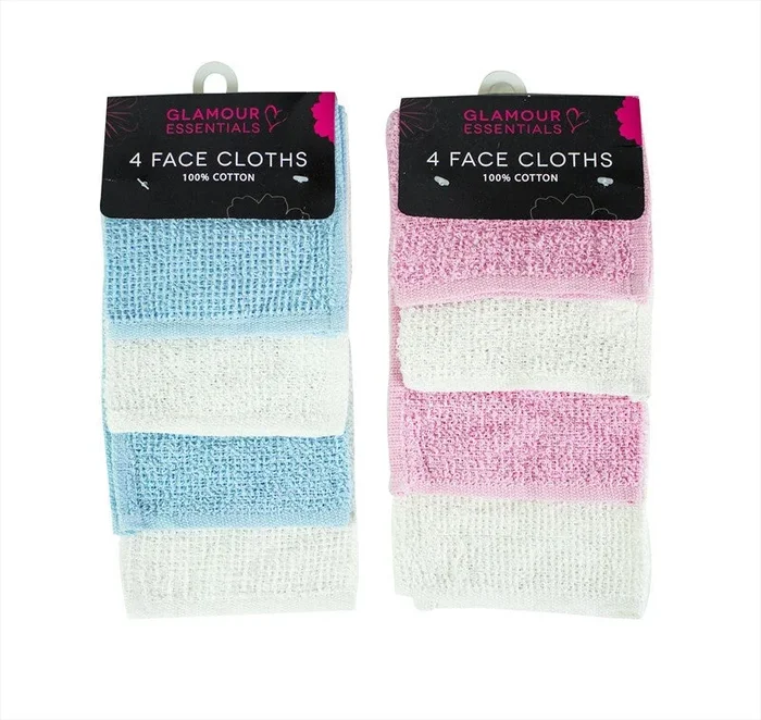 Glamour Essentials Flannels Face Cloths 4pk