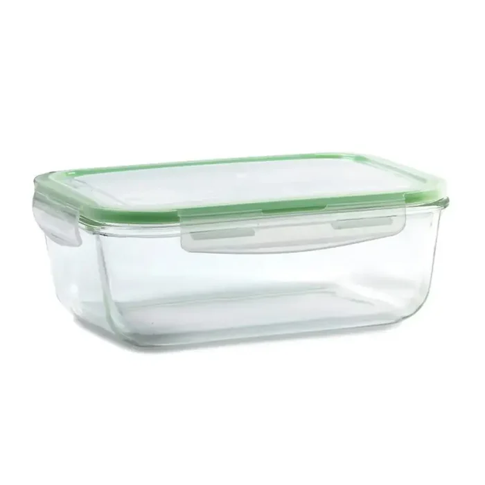 Glass Container Rectangular Green 6.3 cup