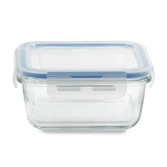 Glass Container Square Blue 3.4 cup