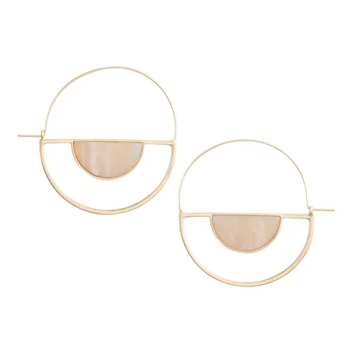 Gold And Blush Pink Modern Arch Hoop Earrings