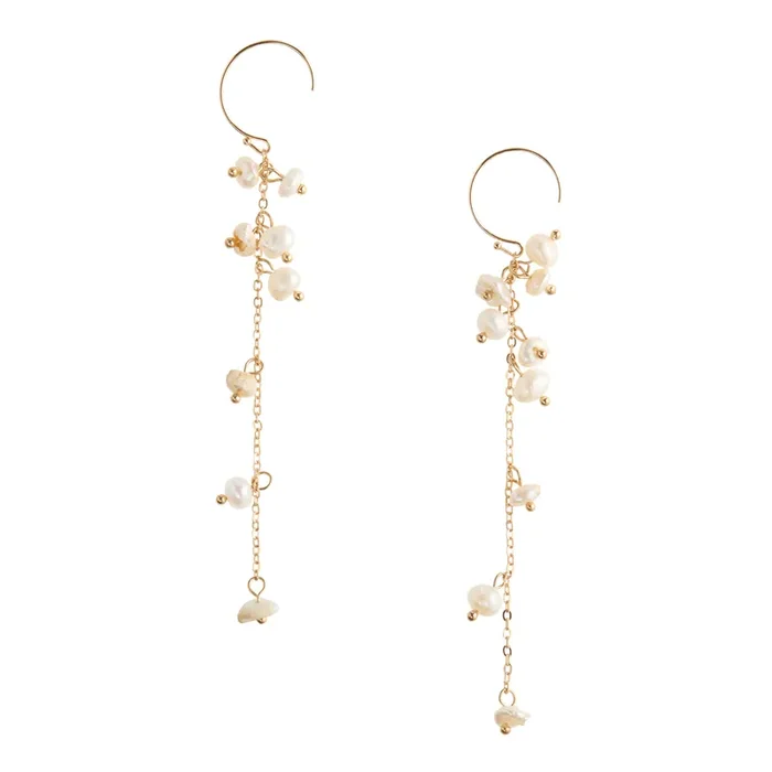 Gold and Freshwater Pearl Dangle Earrings
