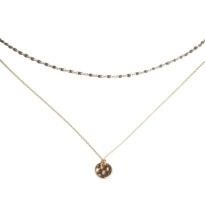 Gold And Gray Beaded Pendant Necklaces 2 Pack