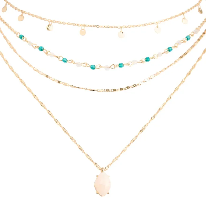 Gold and White Beaded Chain Necklaces 3 Pack