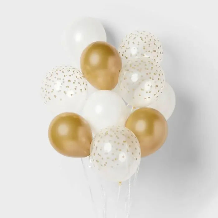 Gold and White Confetti Balloon Pack – Spritz™