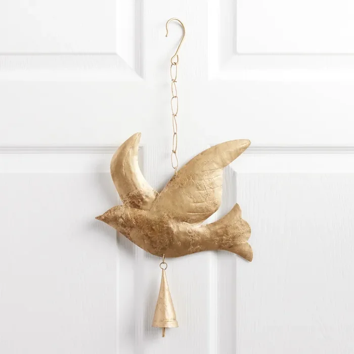 Gold Metal Dove Hanging Decor